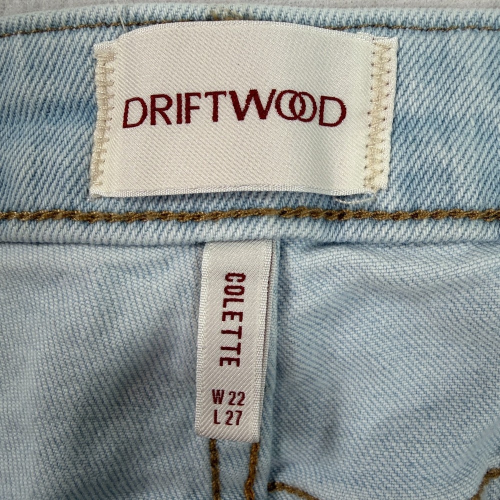 Driftwood Womens Colette Jeans Sz 22 Light Wash Embroidered Daisy Cuff Cropped - Picture 8 of 9